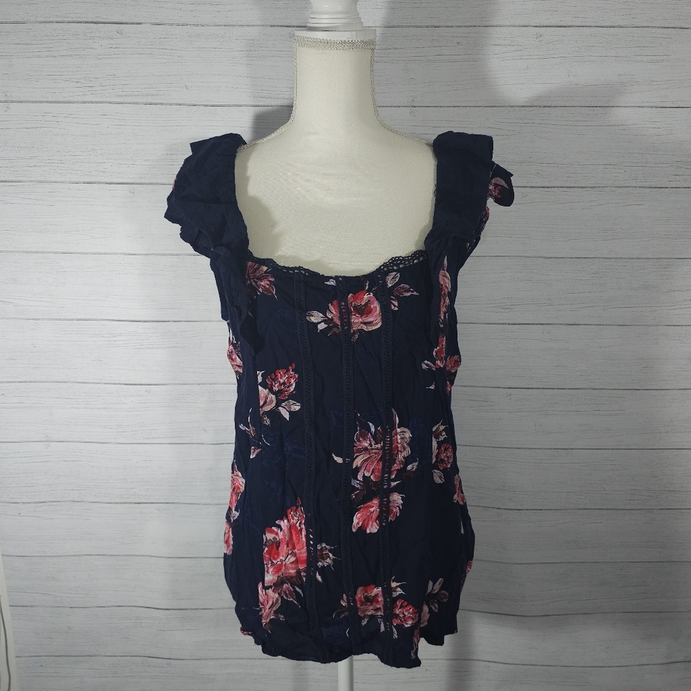 Navy Floral Shirt Size 0X
